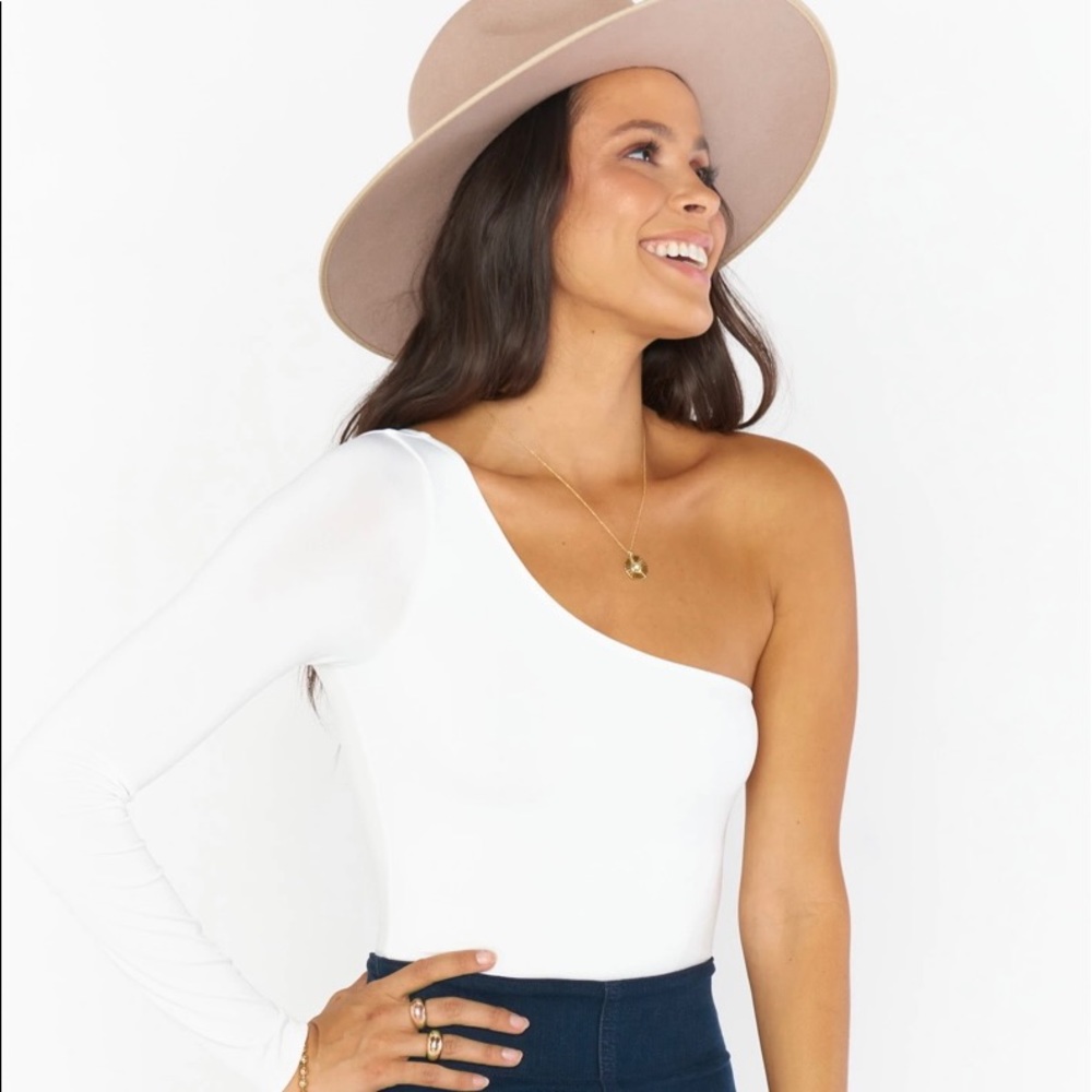 White one shoulder bodysuit